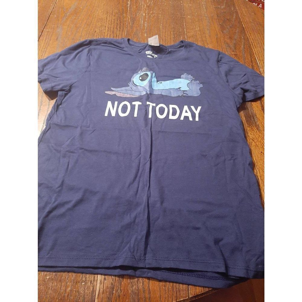New Medium Disney Lilo Stitch Not Today Cotton Short Sleeve Tee T-Shirt Top